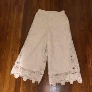 White Cropped Lace Pants